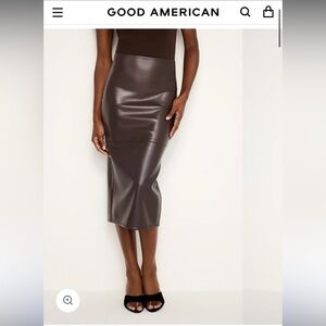 Good American brown faux Leather Pencil Skirt